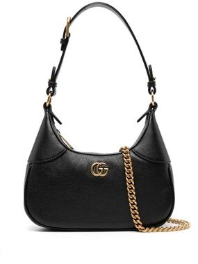 GUCCI Goatskin Aphrodite Shoulder Bag Black
